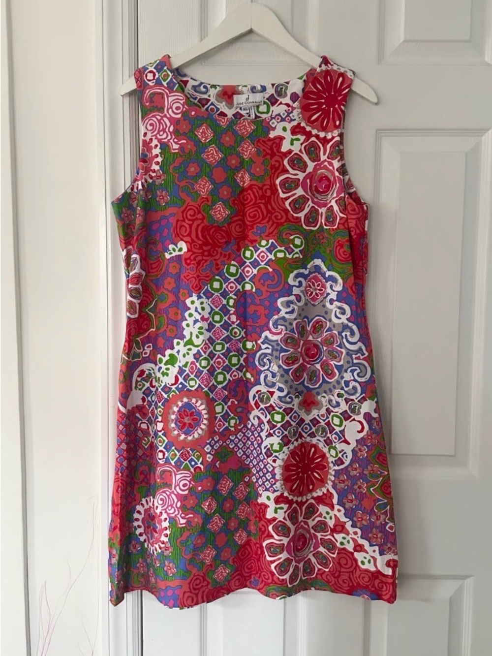 Jude Connally small Vibrant Floral Patchwork Sleeveless Shift Dress - Pink & Red